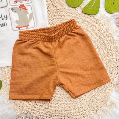 Conj. Camiseta Doggy Days e Bermuda - Off White e Ferrugem